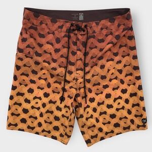 Outerknown Apex‎ Board Shorts Recycled Polyester Orange Geometric 32